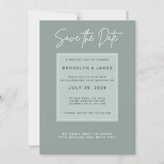 Minimal Sage Save The Date Magneteinladung (Vorderseite)