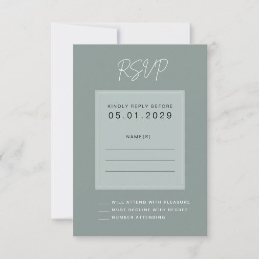 Minimal Sage Wedding RSVP Card (Vorderseite)
