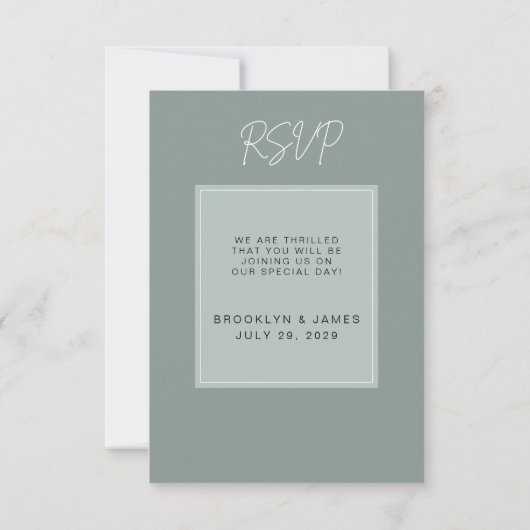 Minimal Sage Wedding RSVP Card (Rückseite)