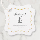 Minimal Sailboat mit Goldrahmen Hochzeit Geschenkanhänger (Vorderseite)