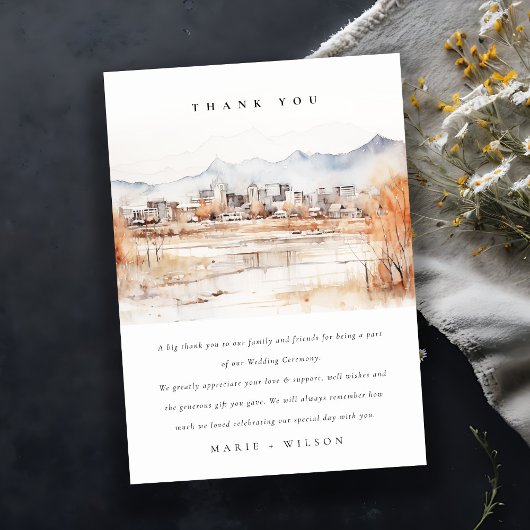 Minimal Salt Lake City Utah Wasserfarbenprägung Dankeskarte