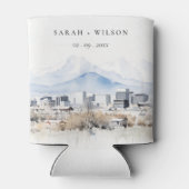 Minimal Salt Lake City Utah Wasserfarbenprägung Dosenkühler (Rückseite)