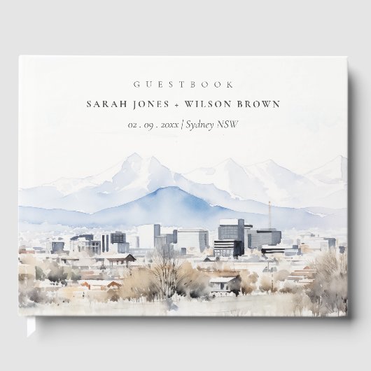 Minimal Salt Lake City Utah Wasserfarbenprägung Gästebuch (Vorderseite)