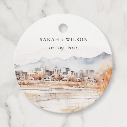 Minimal Salt Lake City Utah Wasserfarbenprägung Geschenkanhänger (Vorderseite)