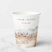 Minimal Salt Lake City Utah Wasserfarbenprägung Pappbecher (Rückseite)