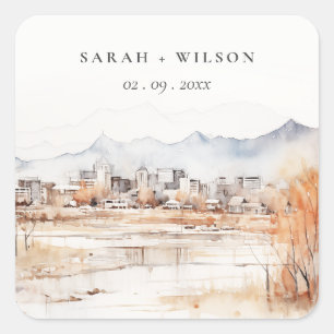 Minimal Salt Lake City Utah Wasserfarbenprägung Quadratischer Aufkleber