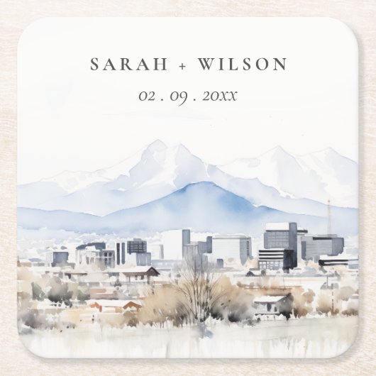 Minimal Salt Lake City Utah Wasserfarbenprägung Rechteckiger Pappuntersetzer (Vorderseite)