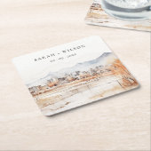 Minimal Salt Lake City Utah Wasserfarbenprägung Rechteckiger Pappuntersetzer (angewinkelt)