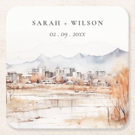 Minimal Salt Lake City Utah Wasserfarbenprägung Rechteckiger Pappuntersetzer (Vorderseite)