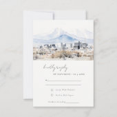 Minimal Salt Lake City Utah Wasserfarbenprägung RSVP Karte (Vorderseite)