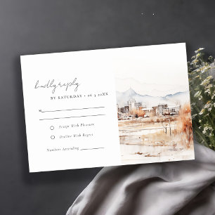Minimal Salt Lake City Utah Wasserfarbenprägung RSVP Karte