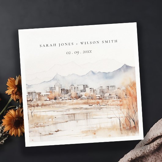 Minimal Salt Lake City Utah Wasserfarbenprägung Serviette