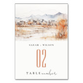 Minimal Salt Lake City Utah Wasserfarbenprägung Tischnummer (Rückseite)