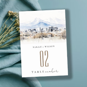 Minimal Salt Lake City Utah Wasserfarbenprägung Tischnummer