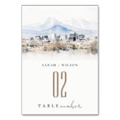 Minimal Salt Lake City Utah Wasserfarbenprägung Tischnummer (Vorderseite)