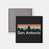 Minimal San Antonio Vintag Sunset Skyline Magnet (Vorderseite/Rückseite)