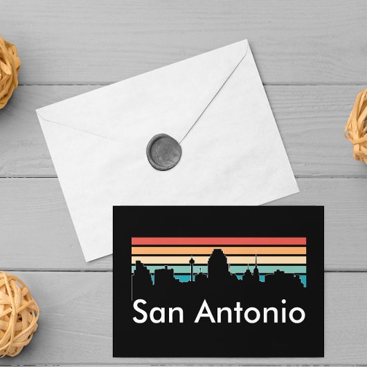 Minimal San Antonio Vintag Sunset Skyline Postkarte