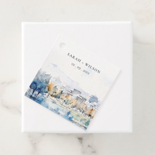 Minimal San Jose, California Watercolor Wedding Geschenkanhänger (Beispiel)