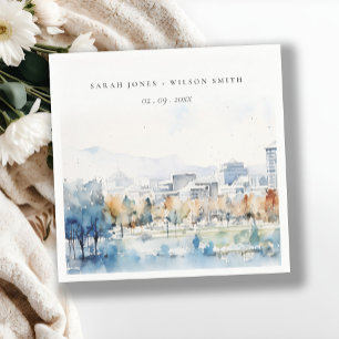 Minimal San Jose, California Watercolor Wedding Serviette