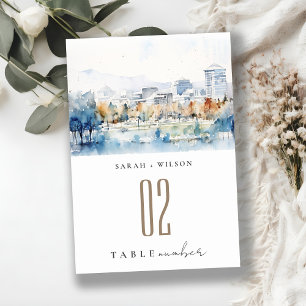 Minimal San Jose, California Watercolor Wedding Tischnummer