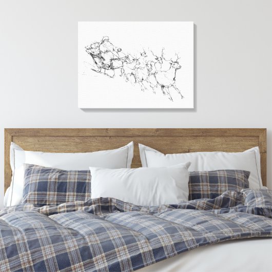 Minimal Santa Sleigh – Clean Line Sketch Leinwanddruck (Insitu (Schlafzimmer))