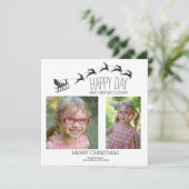 Minimal Santa's Sleigh 2 Foto Frohe Weihnachten (Stehend Vorderseite)