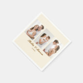 Minimal sauber 3 Foto romantische Hochzeit Serviette (Ecke)