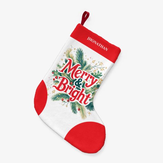 Minimal sauber einfache Weihnachten rot weiß Kleiner Weihnachtsstrumpf (Vorderansicht (hängend))