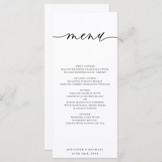 Minimal saubere, einfache moderne White Wedding Programm (Vorne/Hinten)