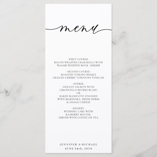 Minimal saubere, einfache moderne White Wedding Programm (Vorderseite)
