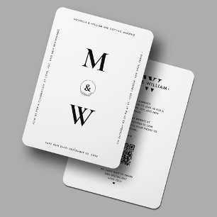 Minimal saubere Hochzeit Monogram weiß modern Save The Date