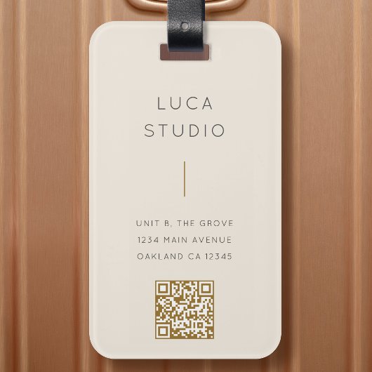 Minimal sauberer einfacher, moderner QR Code Gold Gepäckanhänger
