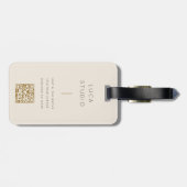Minimal sauberer einfacher, moderner QR Code Gold Gepäckanhänger (Rückseite horizontal)