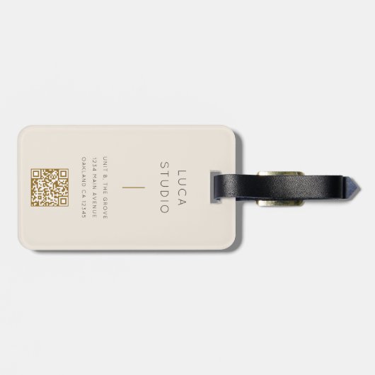 Minimal sauberer einfacher, moderner QR Code Gold Gepäckanhänger (Rückseite horizontal)