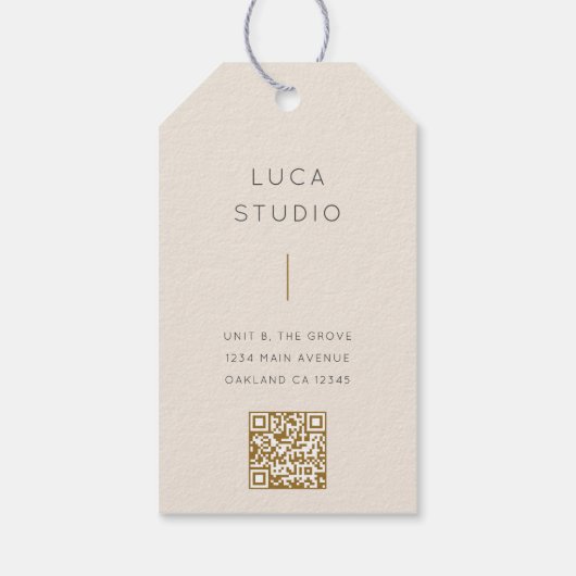 Minimal sauberer einfacher, moderner QR Code Gold  Geschenkanhänger (Rückseite)