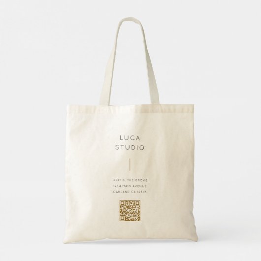 Minimal sauberer einfacher moderner QR Code Gold Tragetasche (Rückseite)
