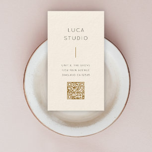 Minimal sauberer einfacher, moderner QR Code Gold  Visitenkarte
