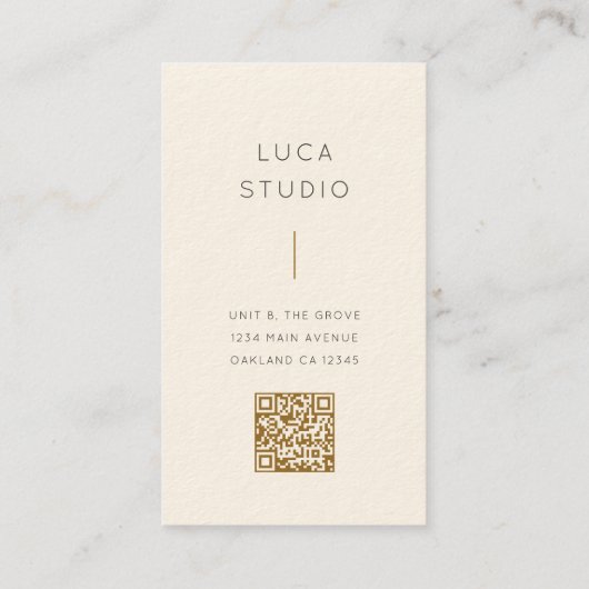Minimal sauberer einfacher, moderner QR Code Gold  Visitenkarte (Rückseite)