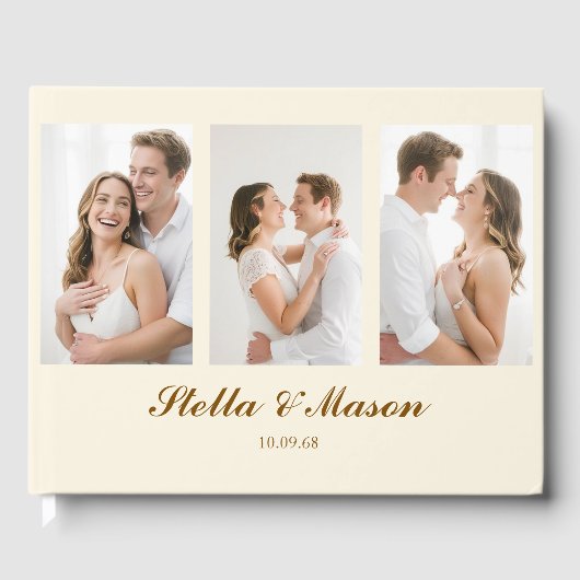 Minimal sauberes Foto Romantische Hochzeit Gästebuch (Vorderseite)
