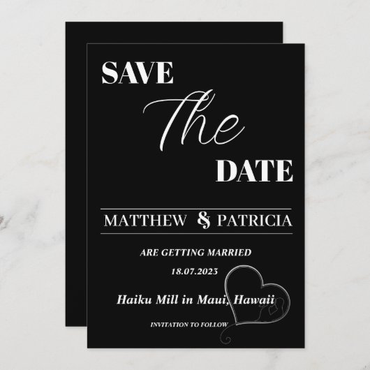 Minimal Save the Date E-Einladung Einladung (Vorne/Hinten)