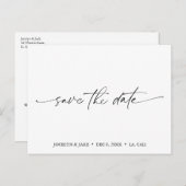 Minimal Save the Date Elegant Calligraphy Postkarte (Vorne/Hinten)