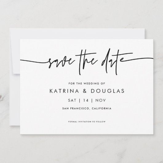 Minimal Save the Date Hochzeitskarte Einladung (Vorderseite)