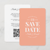 Minimal Save the Date Peach Wedding Website Einladung (Vorne/Hinten)