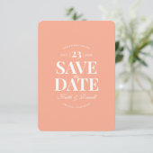 Minimal Save the Date Peach Wedding Website Einladung (Stehend Vorderseite)
