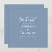 Minimal Save the Date QR Code Dusty Blue Wedding Einladung (Vorne/Hinten)
