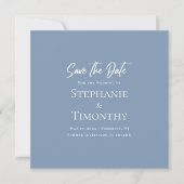 Minimal Save the Date QR Code Dusty Blue Wedding Einladung (Vorderseite)