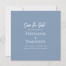 Minimal Save the Date QR Code Dusty Blue Wedding Einladung