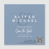 Minimal Save the Date QR Code Dusty Blue Wedding Magneteinladung (Vorderseite)
