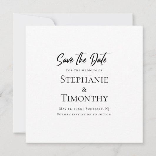 Minimal Save the Date QR Code Schwarz-weiß Hochzei Einladung (Vorderseite)