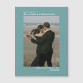 Minimal Save the Date Vertikales Foto Aquamarin Ma Magnetkarte (Vorderseite)